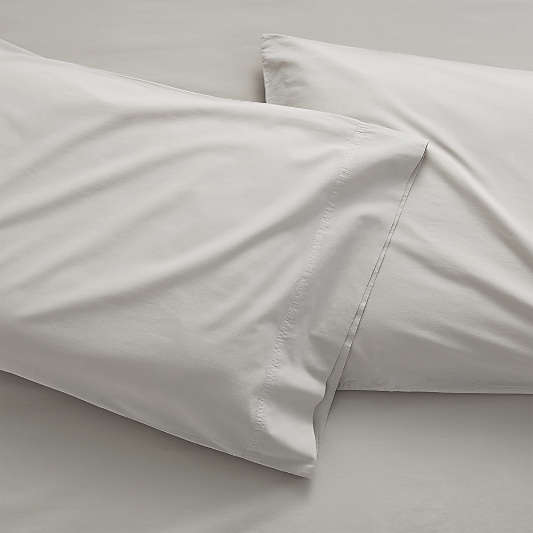 Organic Cotton Grey Standard Pillowcases, Set of 2