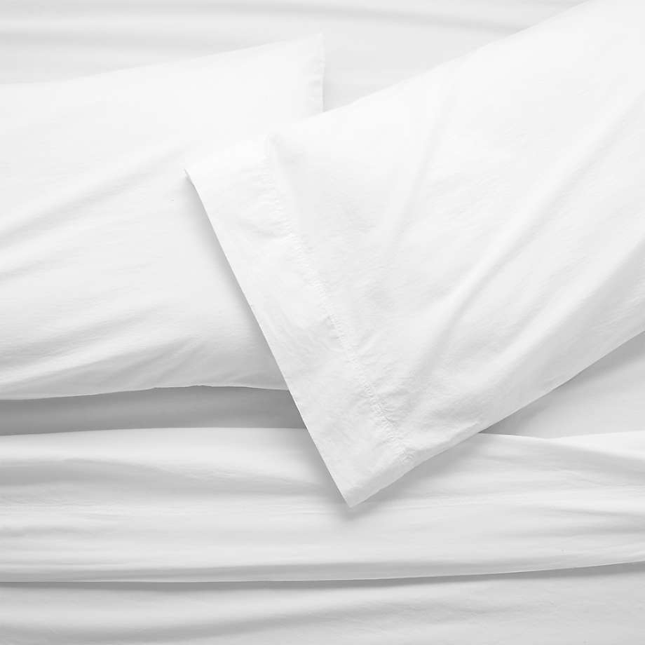 Organic Cotton White King Bed Sheet Set + Reviews Crate & Barrel