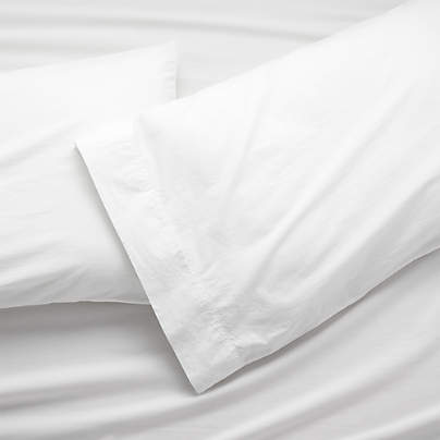 Favorite Washed Organic Cotton White Standard Pillowcases, Set of 2