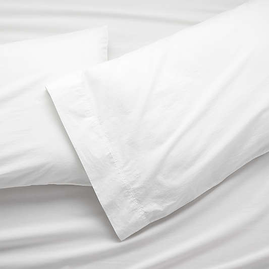 Favorite Washed Organic Cotton White Pillowcases, Set of 2