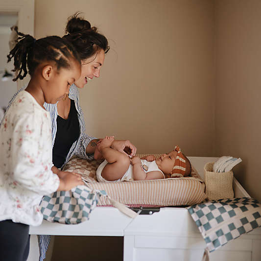 Mushie Olive Check Water Resistant Wet Bag, Set of 2