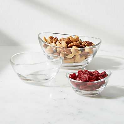 View Wave Glass Pinch Bowls, Set of 3 details