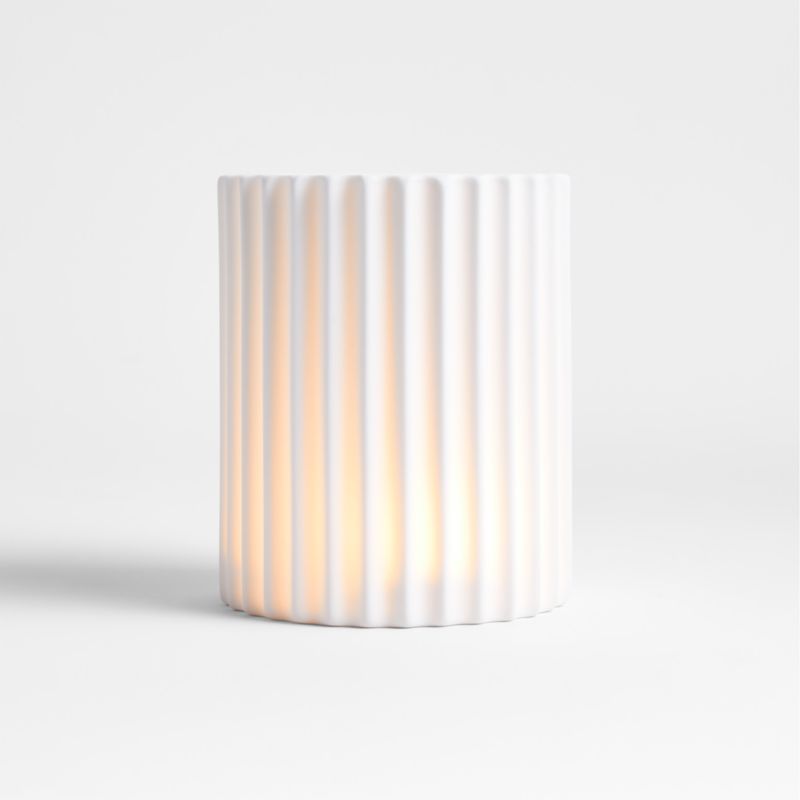 Wave White Porcelain Hurricane Candle Holder