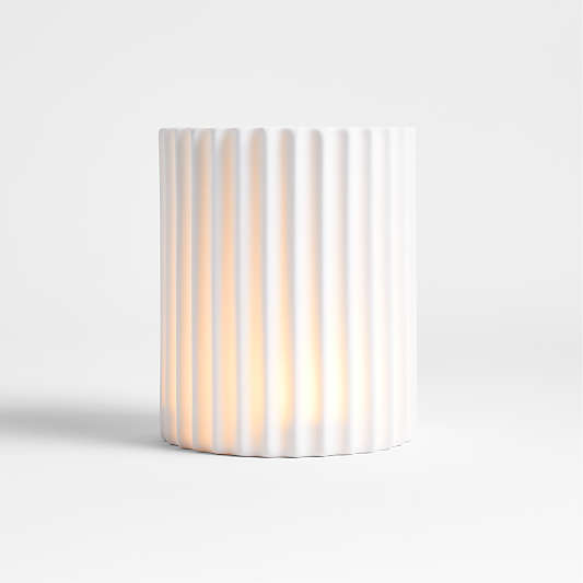 Wave Small White Porcelain Hurricane Candle Holder