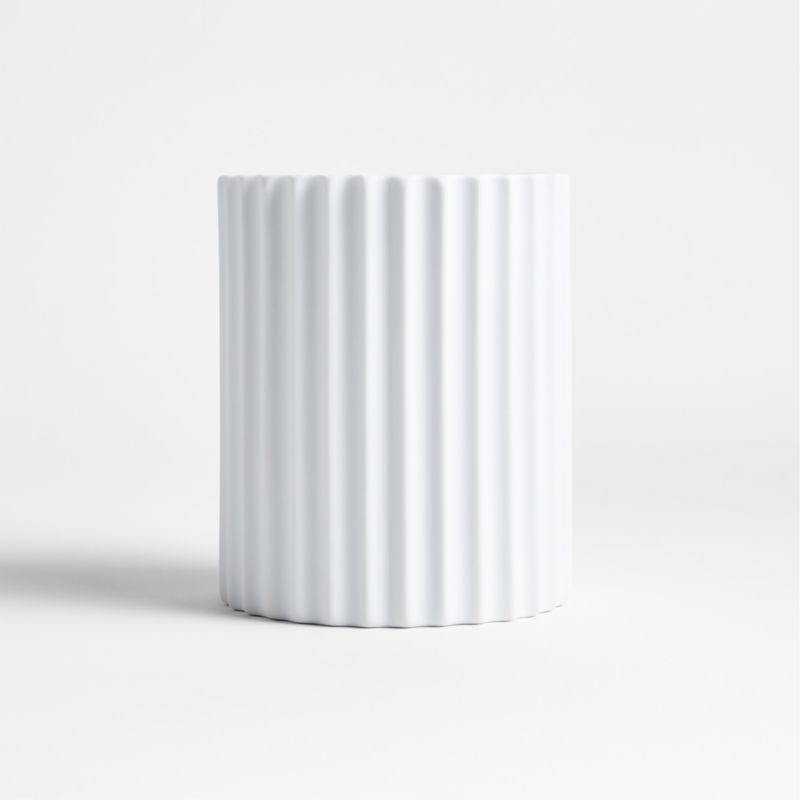 Wave White Porcelain Hurricane Candle Holder