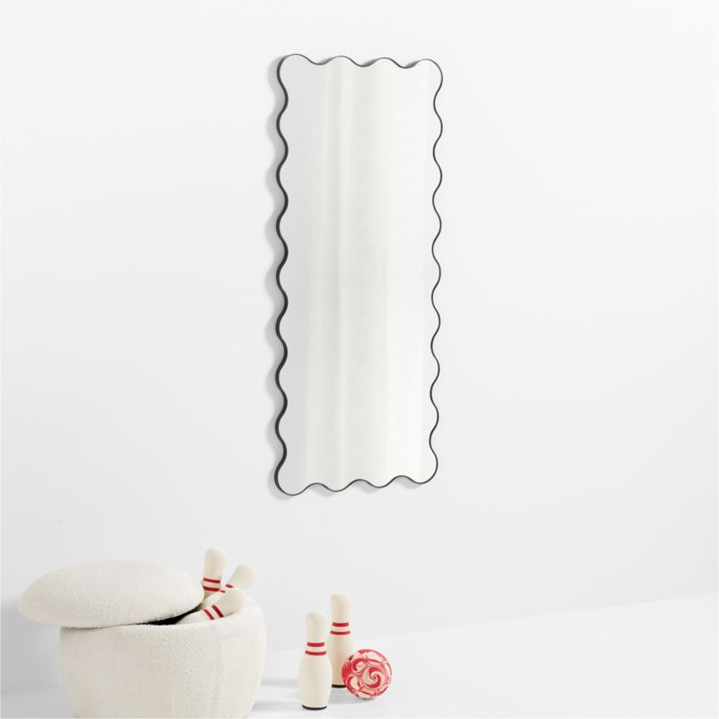 Waveland Black Metal Full-Length Scalloped Wavy Wall Mirror