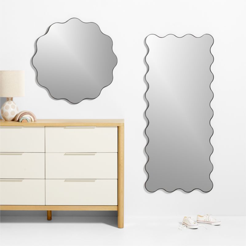 Waveland Black Metal Full-Length Scalloped Wavy Wall Mirror