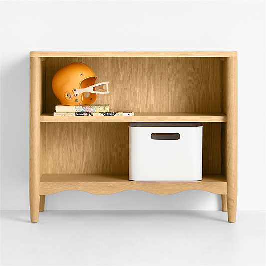 Waveland Natural Oak Wood 2-Shelf Kids Bookcase