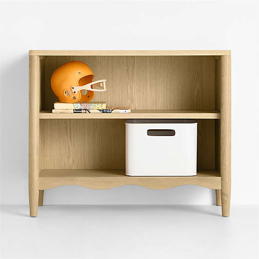 Waveland 38" Natural Oak Wood 2-Shelf Kids Bookcase
