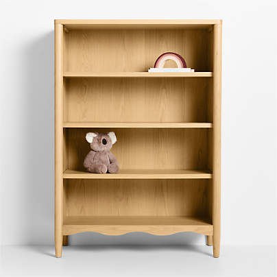 Waveland Natural Oak Wood 4- Shelf Tall Kids Bookcase