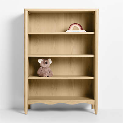 Waveland Natural Oak Wood 4- Shelf Tall Kids Bookcase