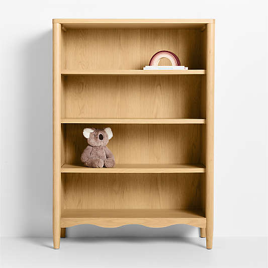 Waveland Natural Oak Wood 4- Shelf Tall Kids Bookcase