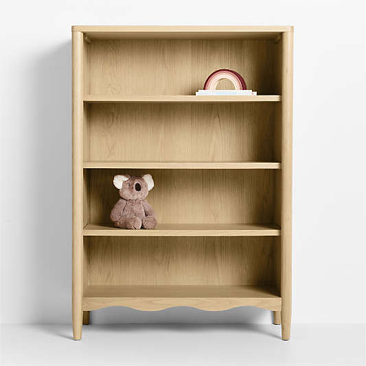 Waveland Natural Oak Wood 4- Shelf Tall Kids Bookcase