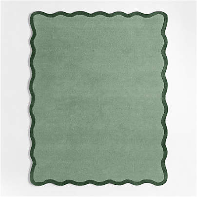 Wavy Border Muted Teal Kids Performance Area Rug 5'x8'
