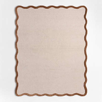 Wavy Border Pink Tint Kids Performance Area Rug 5'x8'