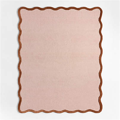 Wavy Border Pink Tint Kids Performance Area Rug 5'x8'