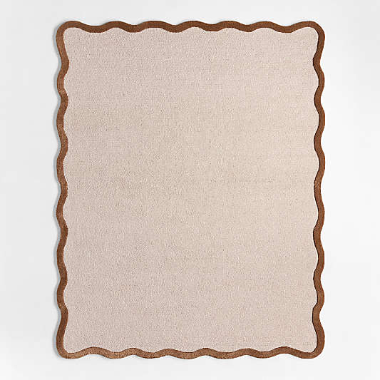 Wavy Border Pink Tint Kids Performance Area Rug