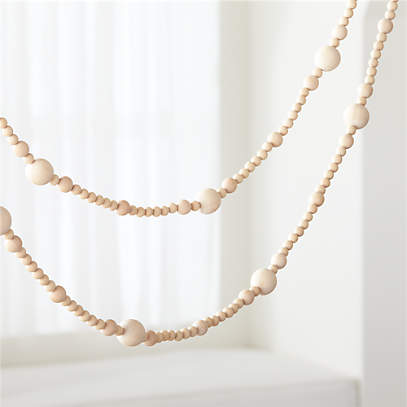 Wooden Bead Garland, Mixed Sizes, 50 White