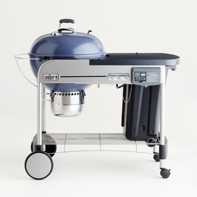 Weber Performer Deluxe Slate Blue Charcoal Outdoor Grill Reviews Crate Barrel