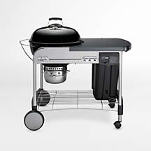 Weber Performer Deluxe Black Charcoal Outdoor Grill + Reviews | Crate & Barrel