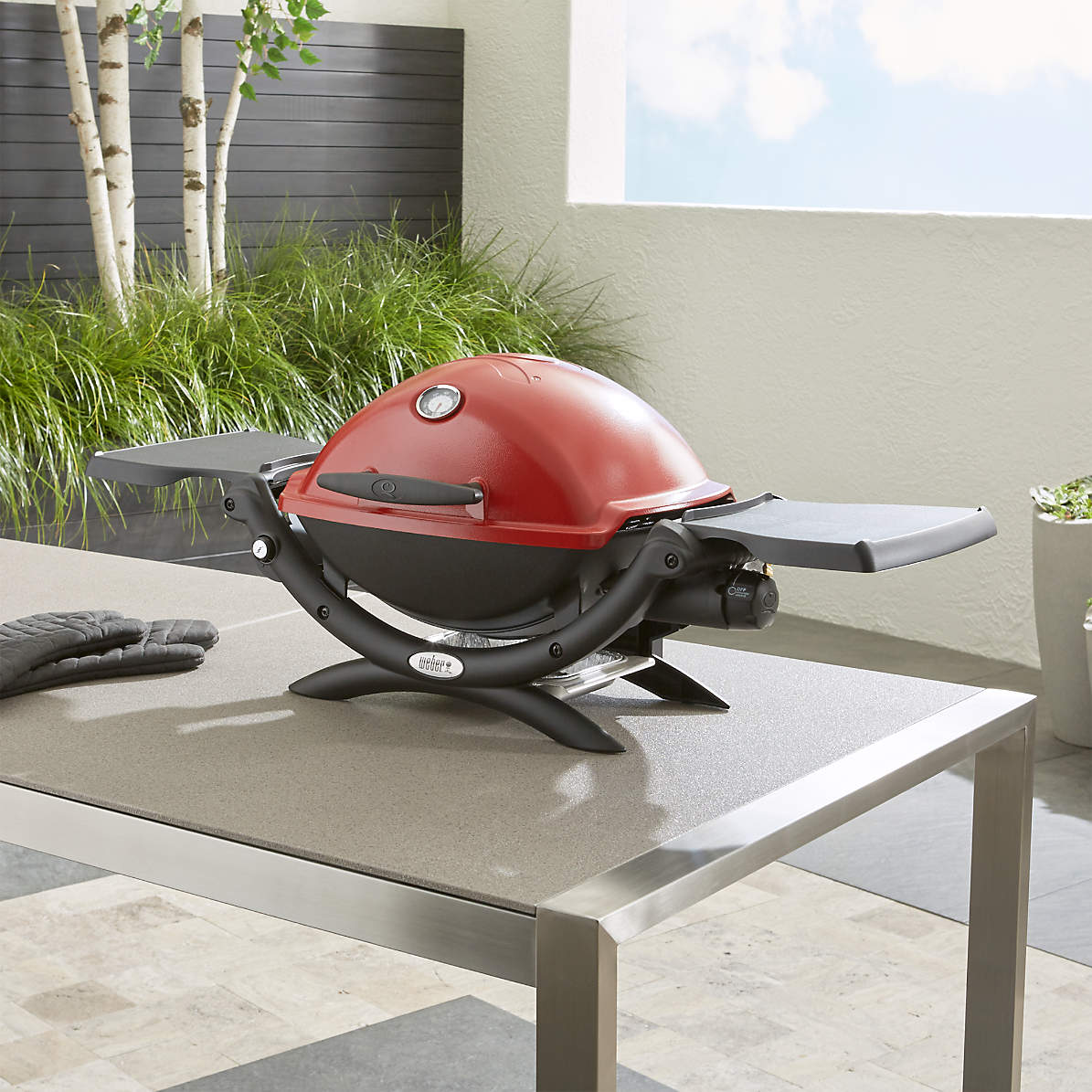 overdrive krybdyr Niende Weber Q 1200 Red Liquid Mini Portable Tabletop Propane Gas Outdoor Grill +  Reviews | Crate & Barrel