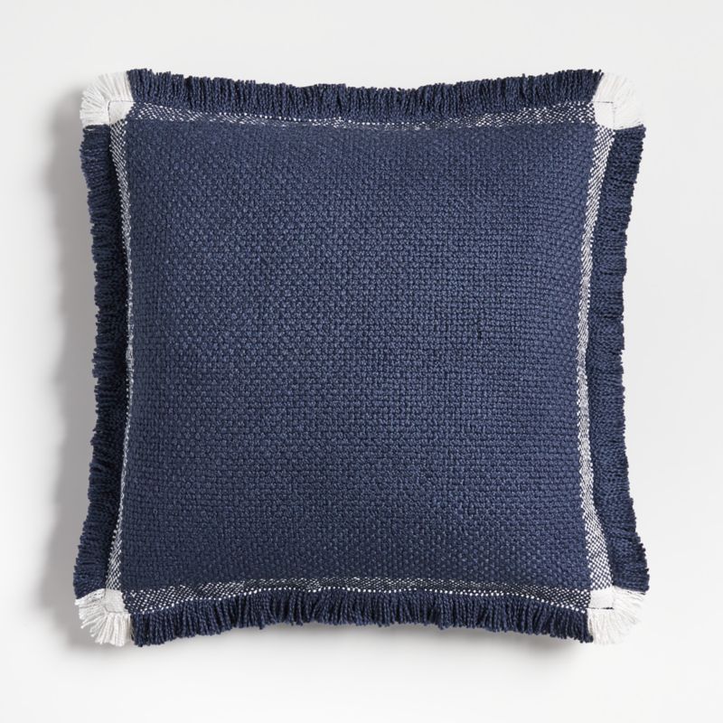 Weekend Deep Indigo Blue Organic Cotton 23"x23" Throw Pillow Cover - image 0 of 8