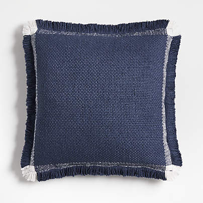 Weekend Deep Indigo Blue Organic Cotton 23"x23" Throw Pillow Cover