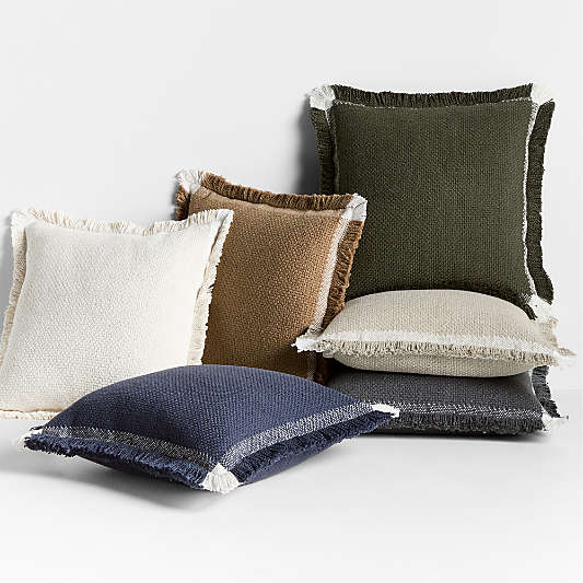 Weekend Camel Brown Organic Cotton Stripe 23"x23" Throw Pillow Cover