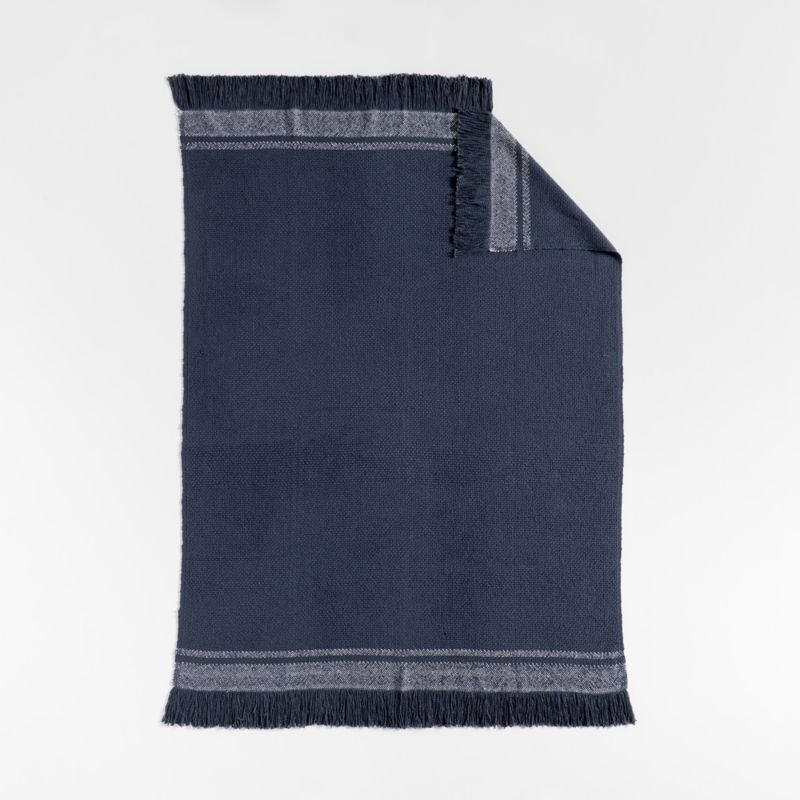 Weekend Cotton 70"x55" Deep Indigo Blue Stripe Throw Blanket