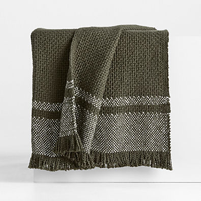View Weekend Burnt Green Organic Cotton 70"x55" Throw Blanket details