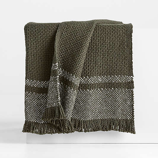 Weekend Burnt Green Organic Cotton 70"x55" Throw Blanket