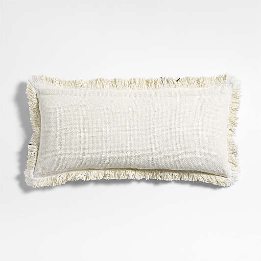 Weekend Organic Cotton 36"x16" Arctic Ivory and Ink Black Throw Pillow