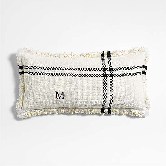 Weekend Organic Cotton 36"x16" Arctic Ivory and Ink Black Throw Pillow