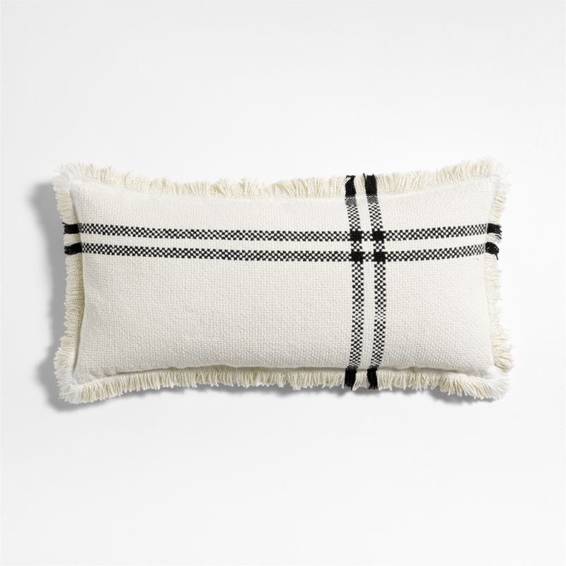 Weekend Organic Cotton 36"x16" Arctic Ivory and Ink Black Throw Pillow Cover - image 0 of 8