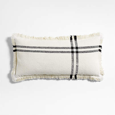 Weekend Organic Cotton 36x16 Arctic Ivory and Ink Black Throw Pillow Cover