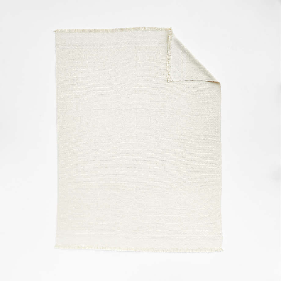 Weekend Arctic Ivory Organic Cotton 70x55 Fringe Throw Blanket + Reviews