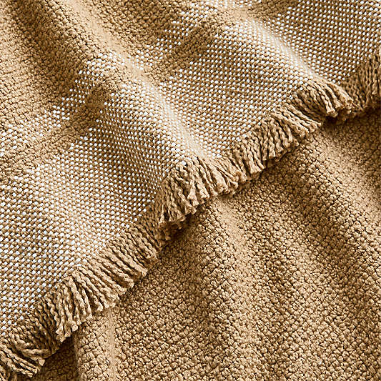 Weekend Camel Brown Organic Cotton 70"x55" Fringe Throw Blanket