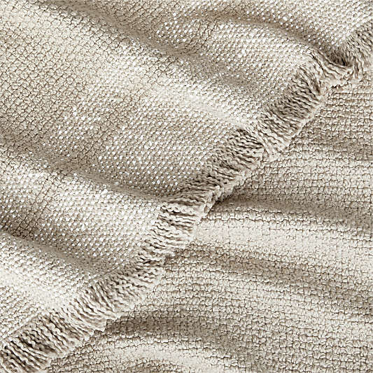 Weekend Sand Beige Organic Cotton 70"x55" Fringe Throw Blanket