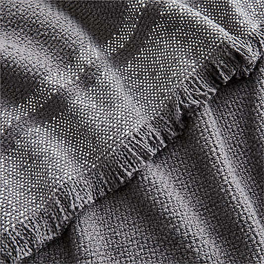 Weekend Storm Grey Organic Cotton 70"x55" Fringe Throw Blanket