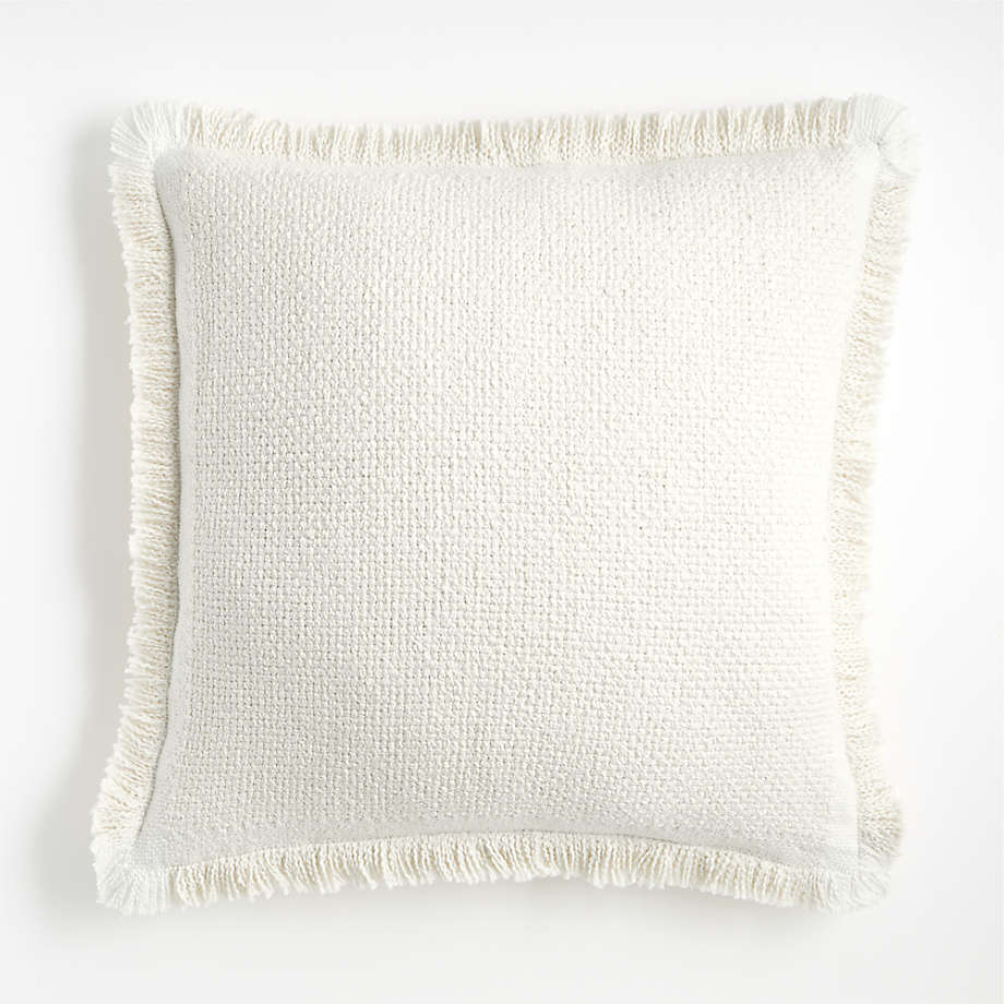 Weekend Arctic Ivory Organic Cotton 23"x23" Throw Pillow with Feather Insert + Reviews | Crate & Barrel