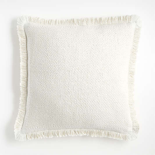 Weekend Arctic Ivory Organic Cotton 23"x23" Throw Pillow with Feather Insert