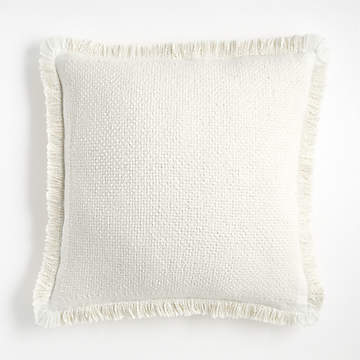 Monarch Chenille 18x18 Ivory Throw Pillow with Feather Insert