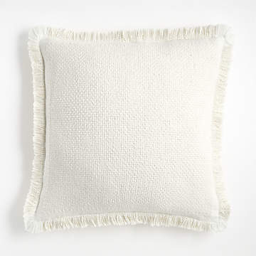 Monarch Chenille 18x18 Ivory Throw Pillow with Down-Alternative