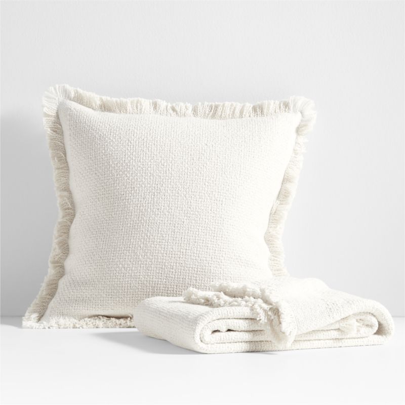 Weekend Arctic Ivory Organic Cotton 23"x23" Throw Pillow with Down-Alternative Insert - image 2 of 8