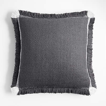 Weekend Storm Grey Organic Cotton 23x23 Throw Pillow Cover with Down-Alternative Insert