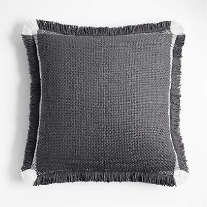 White Boucle Modern Throw Pillow with Feather-Down Insert 23 +