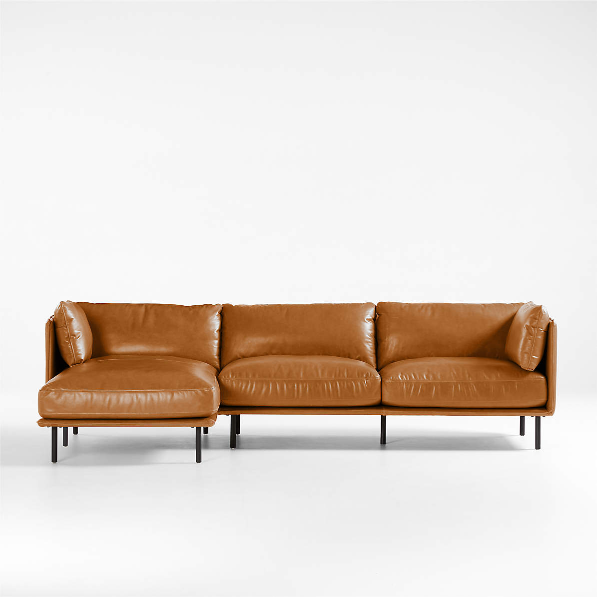 Wells Leather 2 Piece Chaise Sectional, Leather 2 Piece Sectional