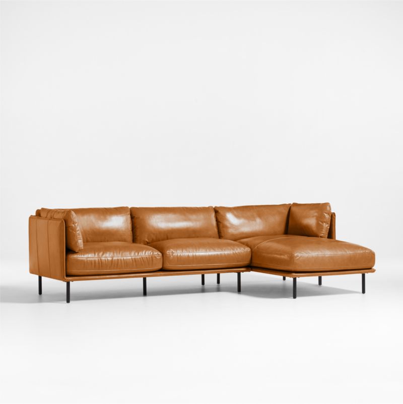 Wells Leather 2-Piece Chaise Sectional Sofa