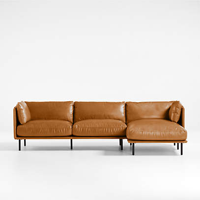 Wells Leather 2 Piece Chaise Sectional, Two Piece Leather Sofa