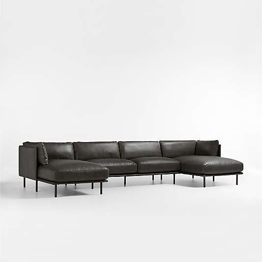 Wells Leather 3-Piece U-Shaped Sectional Sofa